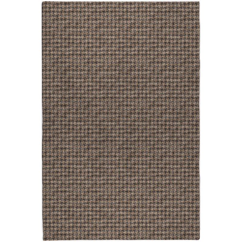 8' X 10' Chocolate And Black Houndstooth Shag Washable Area Rug With UV Protection - Home & Garden