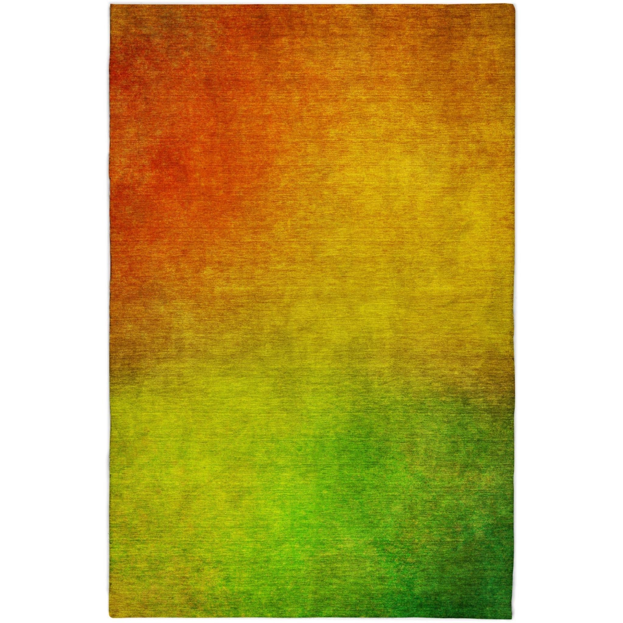 3' X 5' Terra Cotta And Gold Ombre Shag Washable Area Rug With UV Protection - Home & Garden
