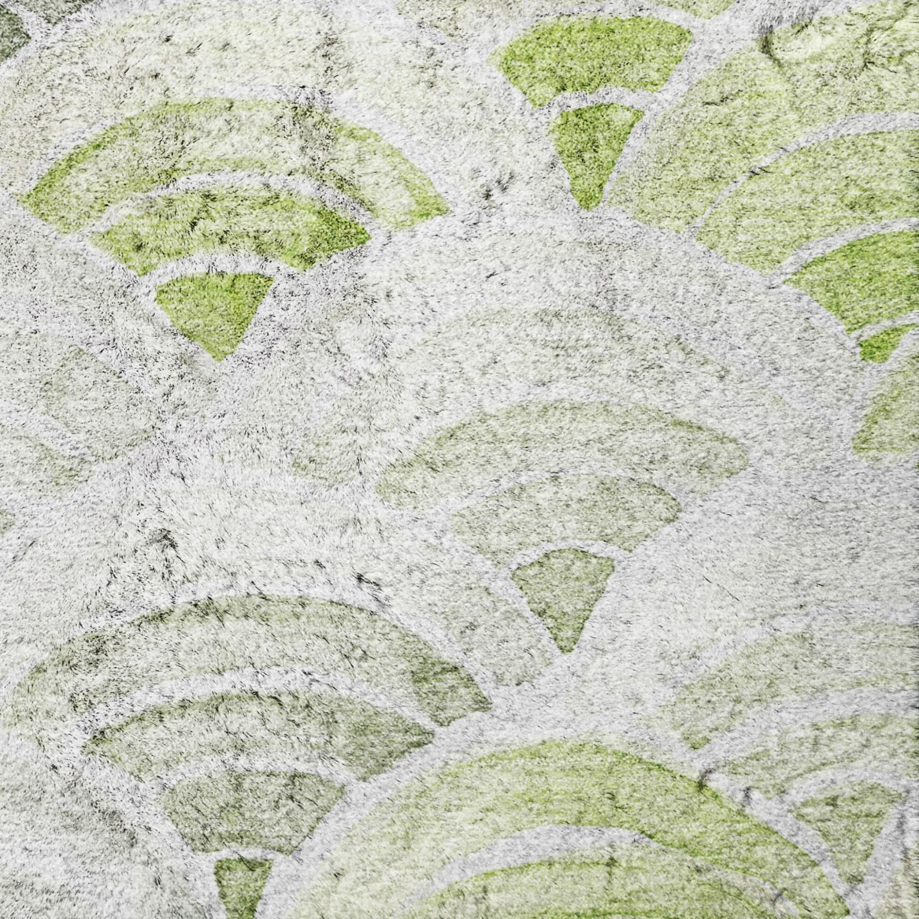 5' X 8' Green And Lime Green Geometric Shag Washable Area Rug With UV Protection - Home & Garden
