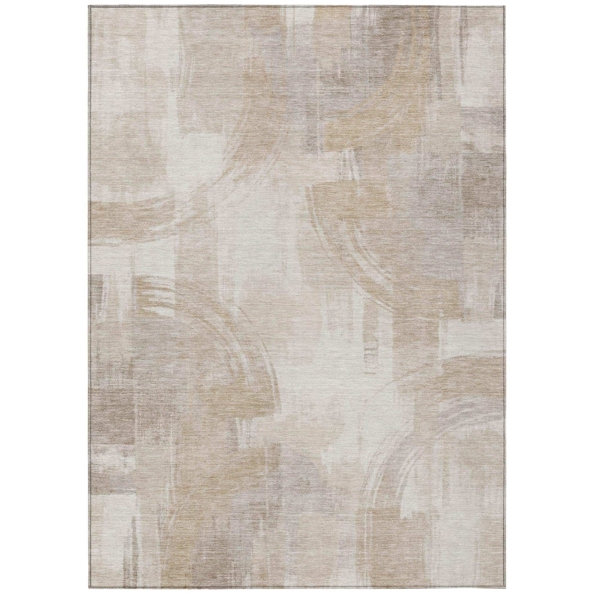 10' X 14' Ivory And Beige Abstract Washable Indoor Outdoor Area Rug - Sports & Outdoor