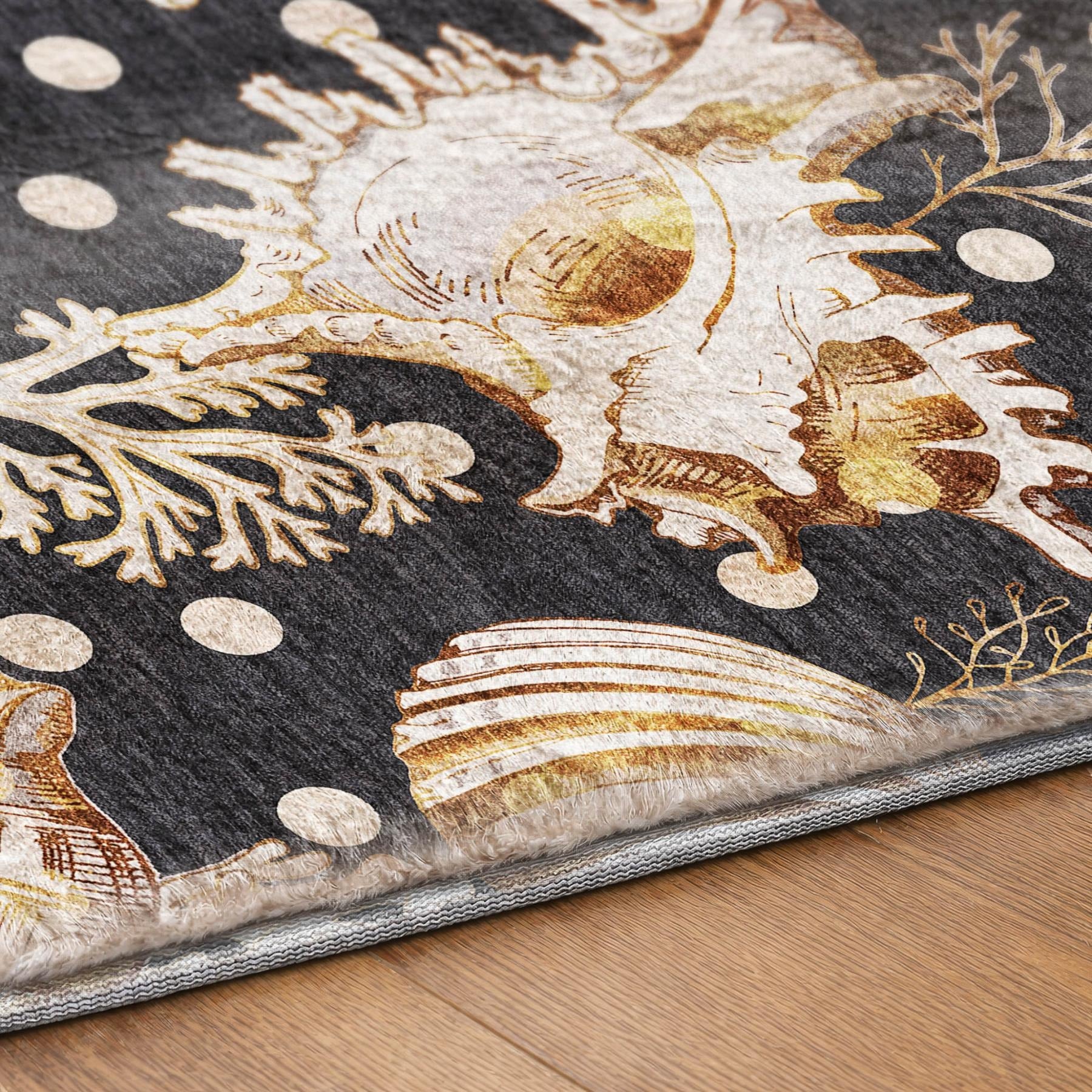 10' X 14' Midnight And Chocolate Animal Print Shag Washable Area Rug With UV Protection - Home & Garden