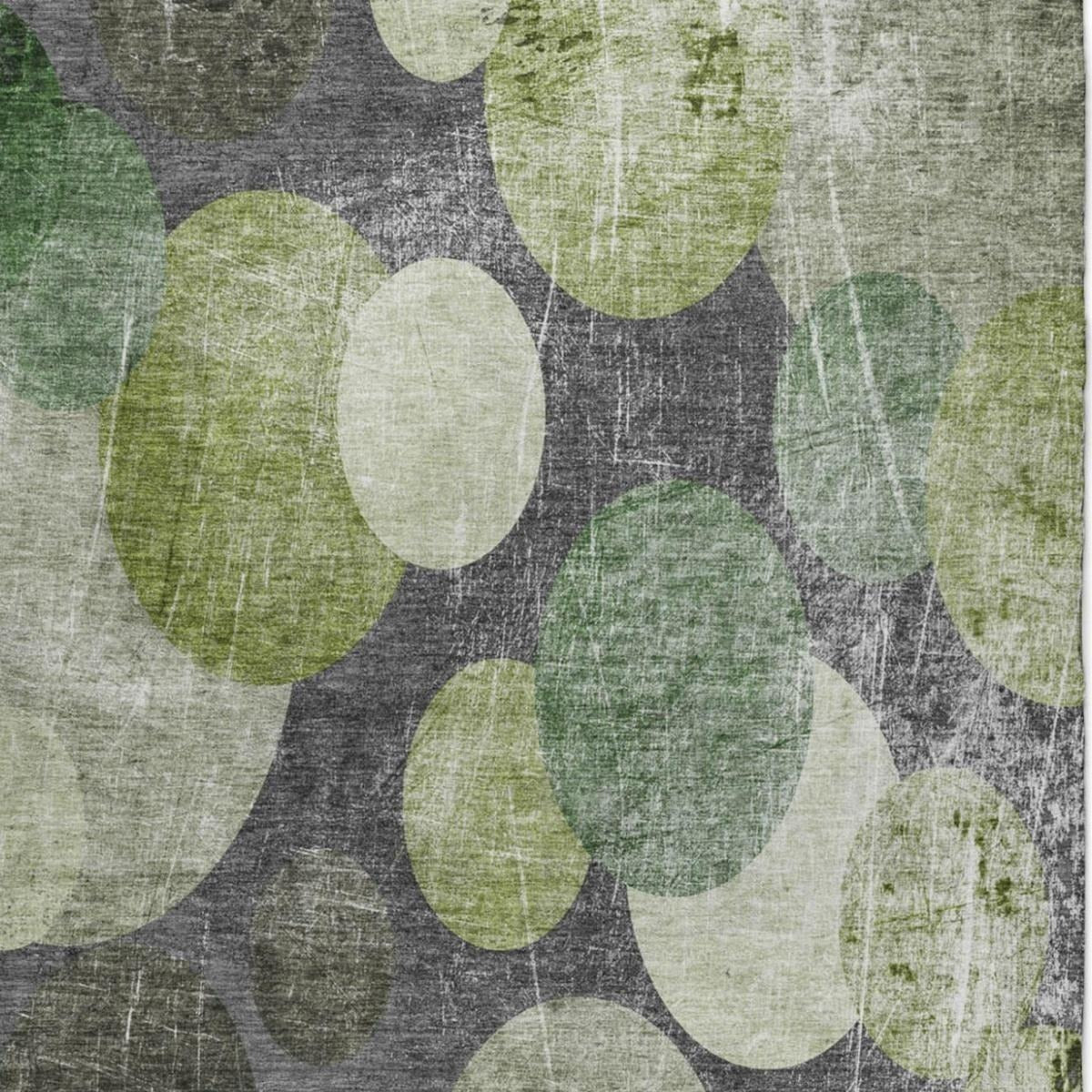 10' X 14' Green And Gray Geometric Shag Washable Area Rug With UV Protection - Home & Garden