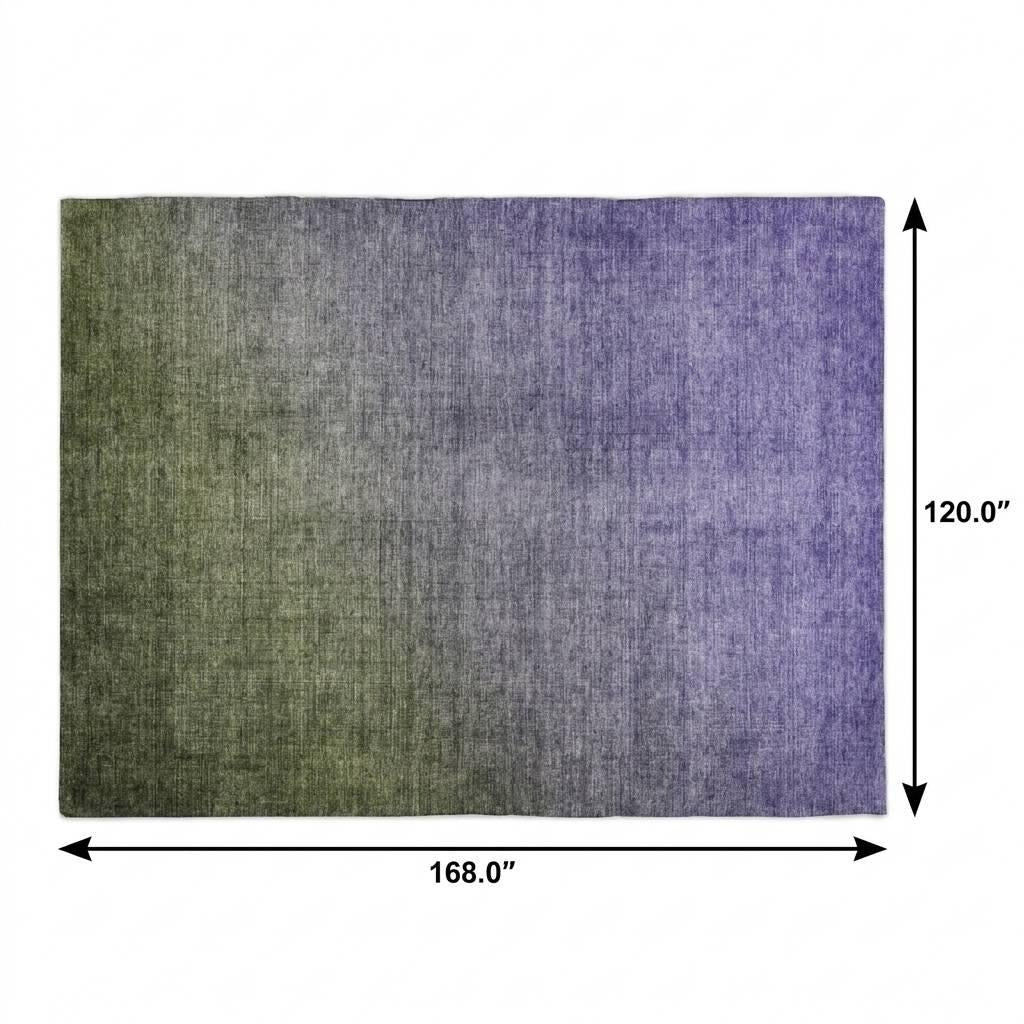 10' X 14' Olive Green And Gray Ombre Shag Washable Area Rug With UV Protection - Home & Garden