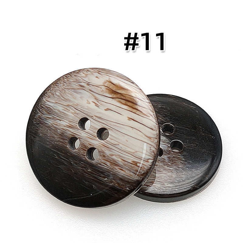 Four-Hole Mixed Flower Resin Button Wild Round Coat Button Suit Suit Wind Clothes Clothing Accessories Button 15mm #11