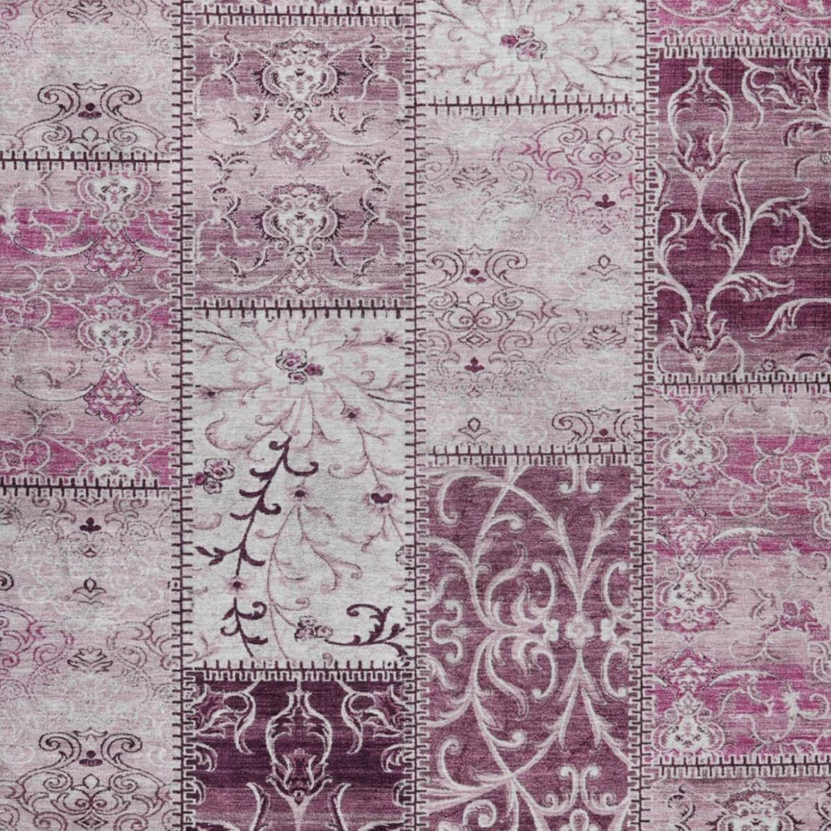 10' X 14' Burgundy And Eggplant Floral Shag Washable Area Rug With UV Protection - Home & Garden