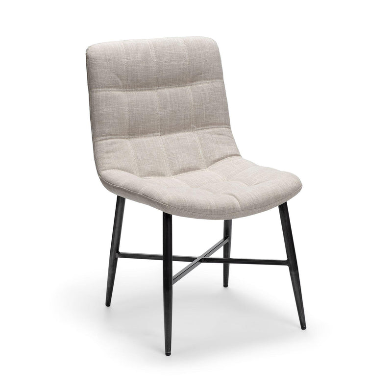 Set Of Two White And Black Upholstered Fabric Open Back Side Chairs - Kitchen & Dining