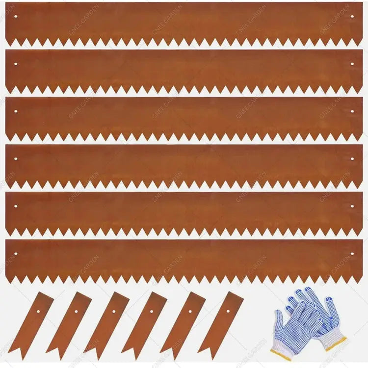 6-Inch 6-Pack Black & Rust-Tone Steel Landscape Edging, Heavy Duty Corrosion-Resistant Garden Border GreatEagleInc