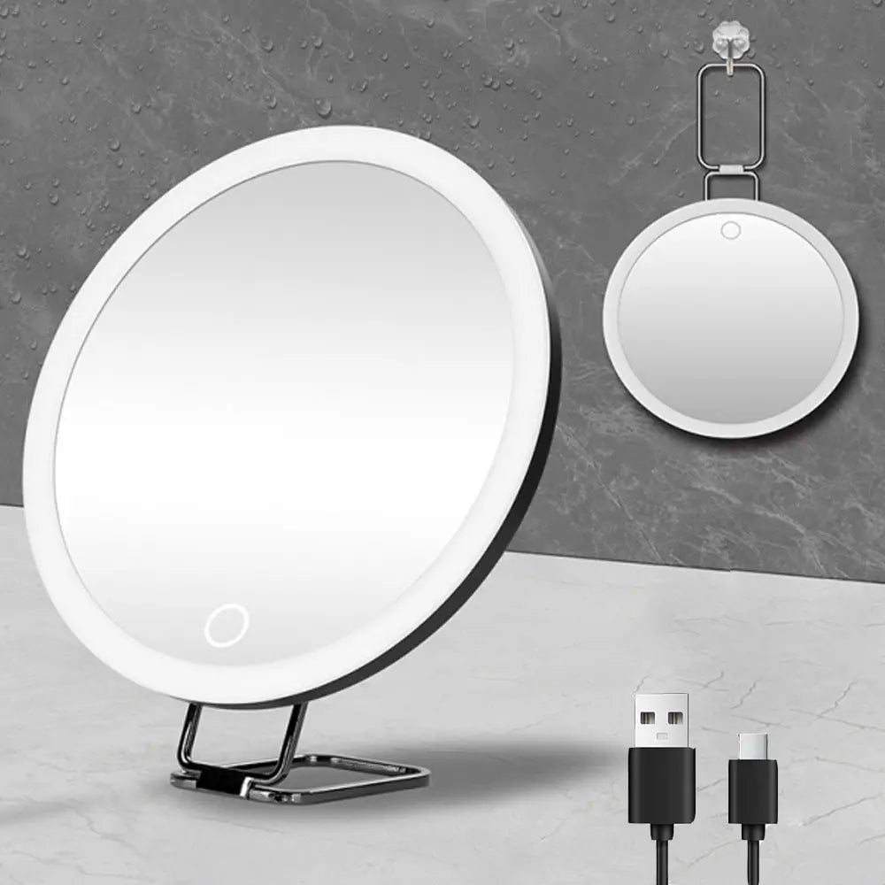 6 inch LED light-emitting makeup mirror 30 times 40 times rechargeable led light with lamp amplification 360 degree rotating makeup mirror GreatEagleInc