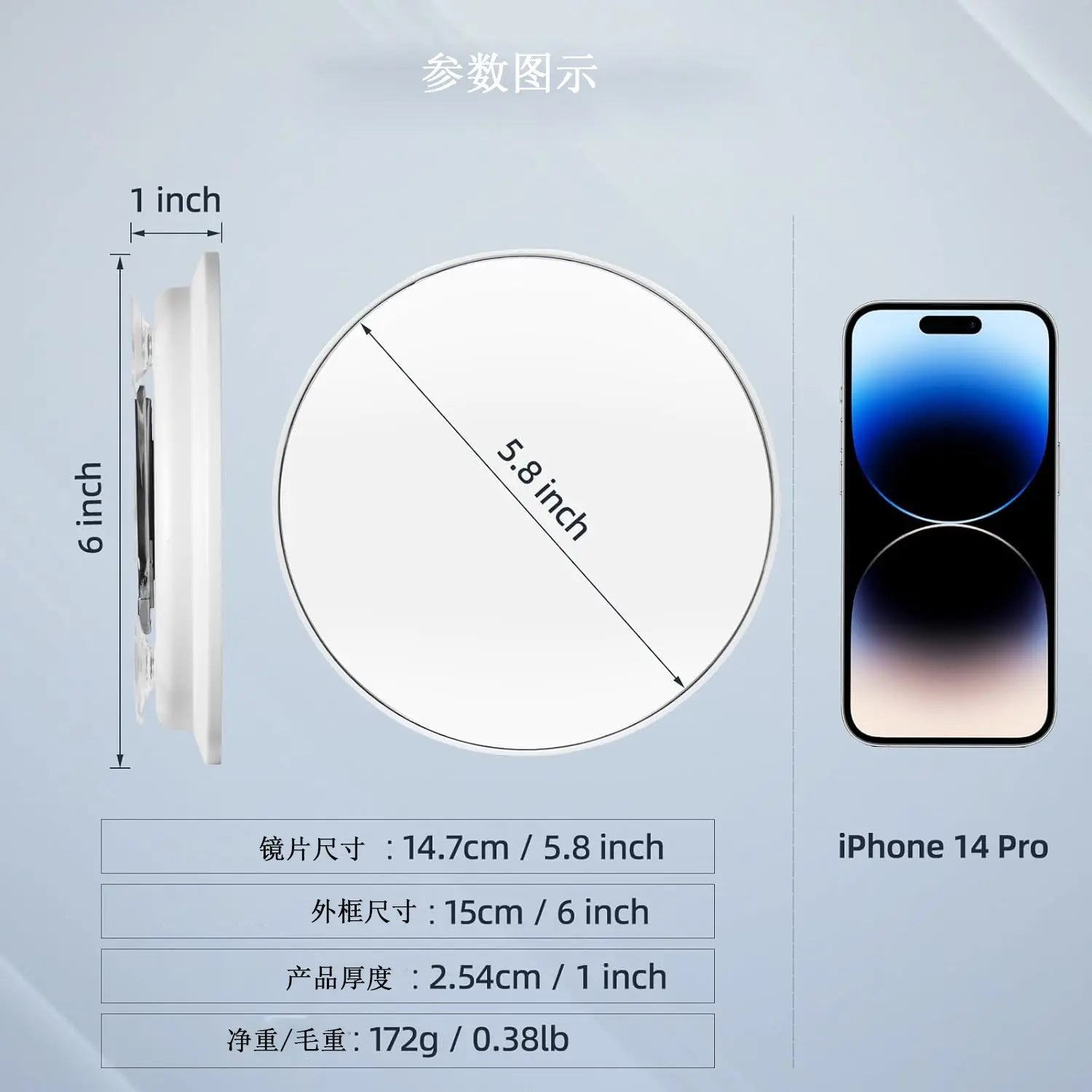 6 inch LED light-emitting makeup mirror 30 times 40 times rechargeable led light with lamp amplification 360 degree rotating makeup mirror GreatEagleInc