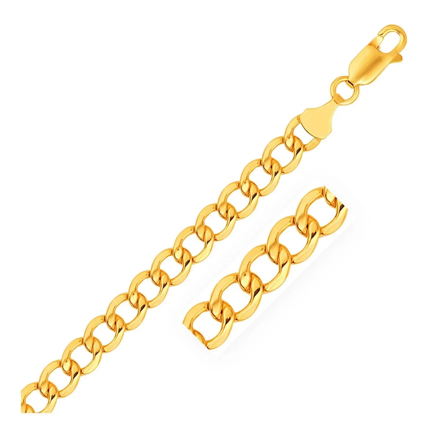 6.2mm 10k Yellow Gold Lite Curb Bracelet - GreatEagleInc