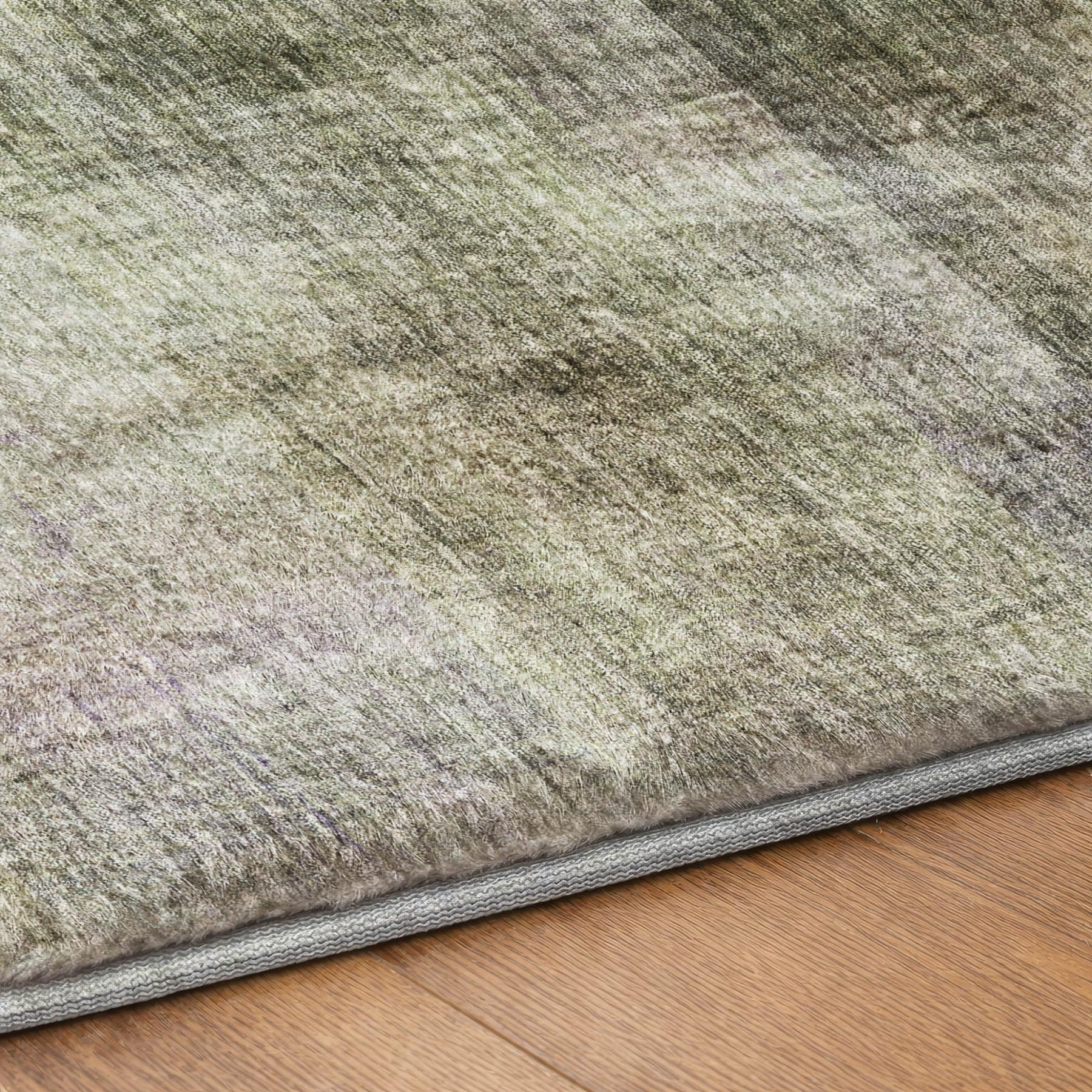 10' X 14' Olive Green And Gray Geometric Shag Washable Area Rug With UV Protection - Home & Garden