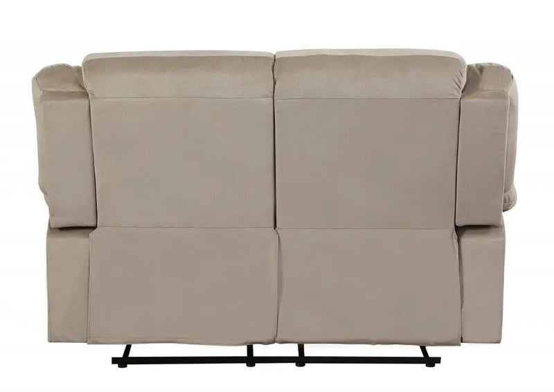 60" Beige Microfiber Manual Reclining Loveseat Homeroots Living Room
