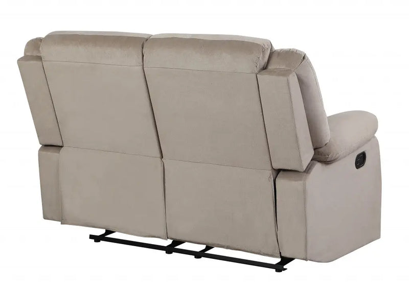 60" Beige Microfiber Manual Reclining Loveseat Homeroots Living Room