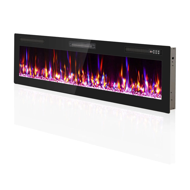 60" Black And Red Metal Electric Fireplace Insert With LED Homeroots Home Decor