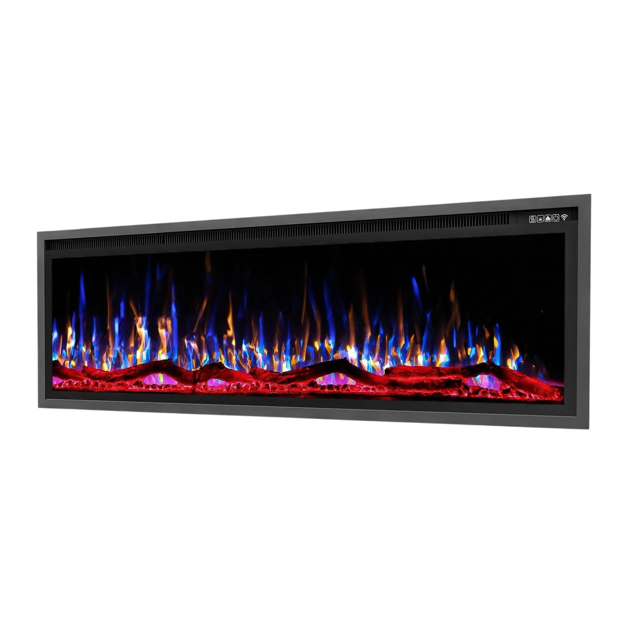 60" Black And Red Metal Electric Fireplace Insert With LED Homeroots Home Decor