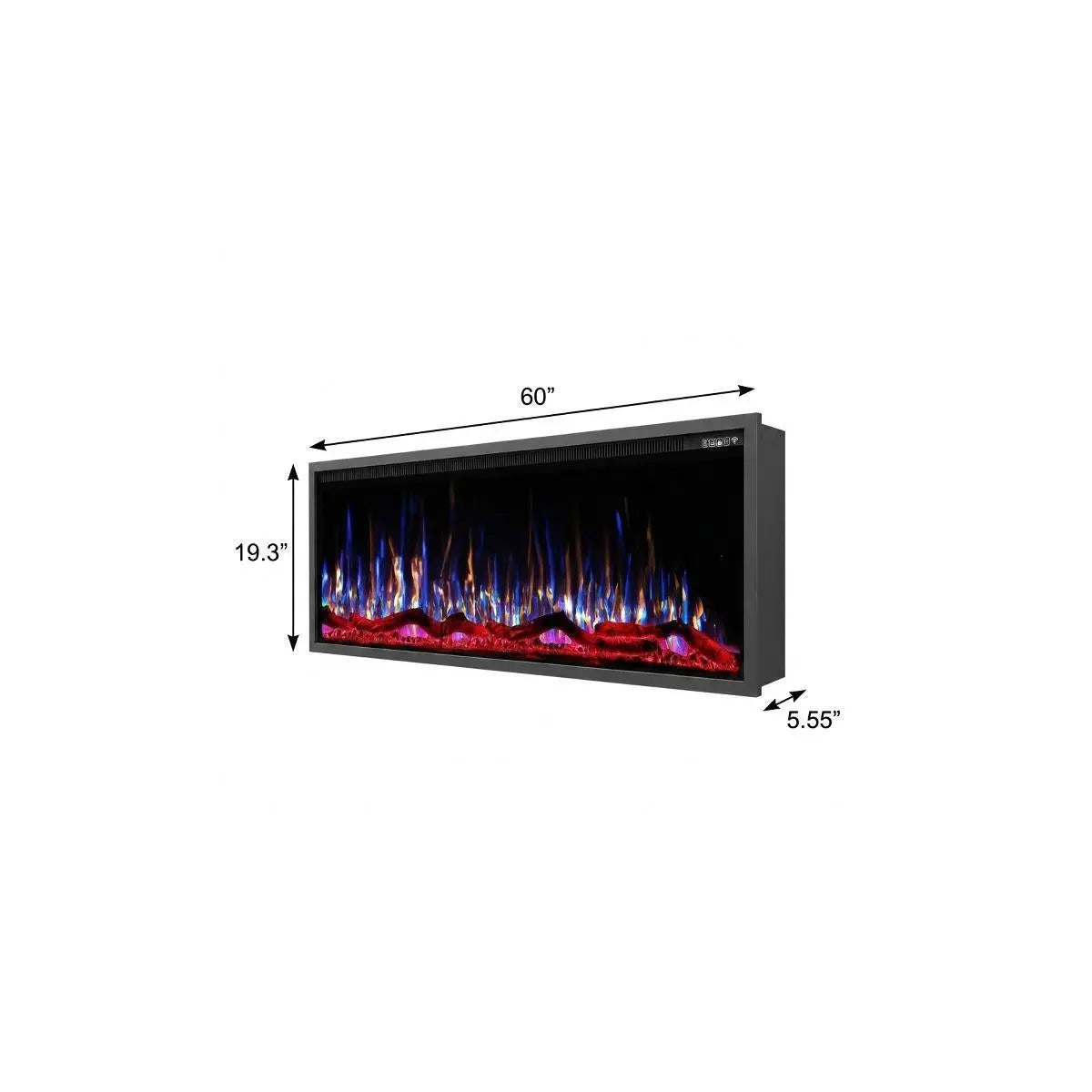 60" Black And Red Metal Electric Fireplace Insert With LED Homeroots Home Decor