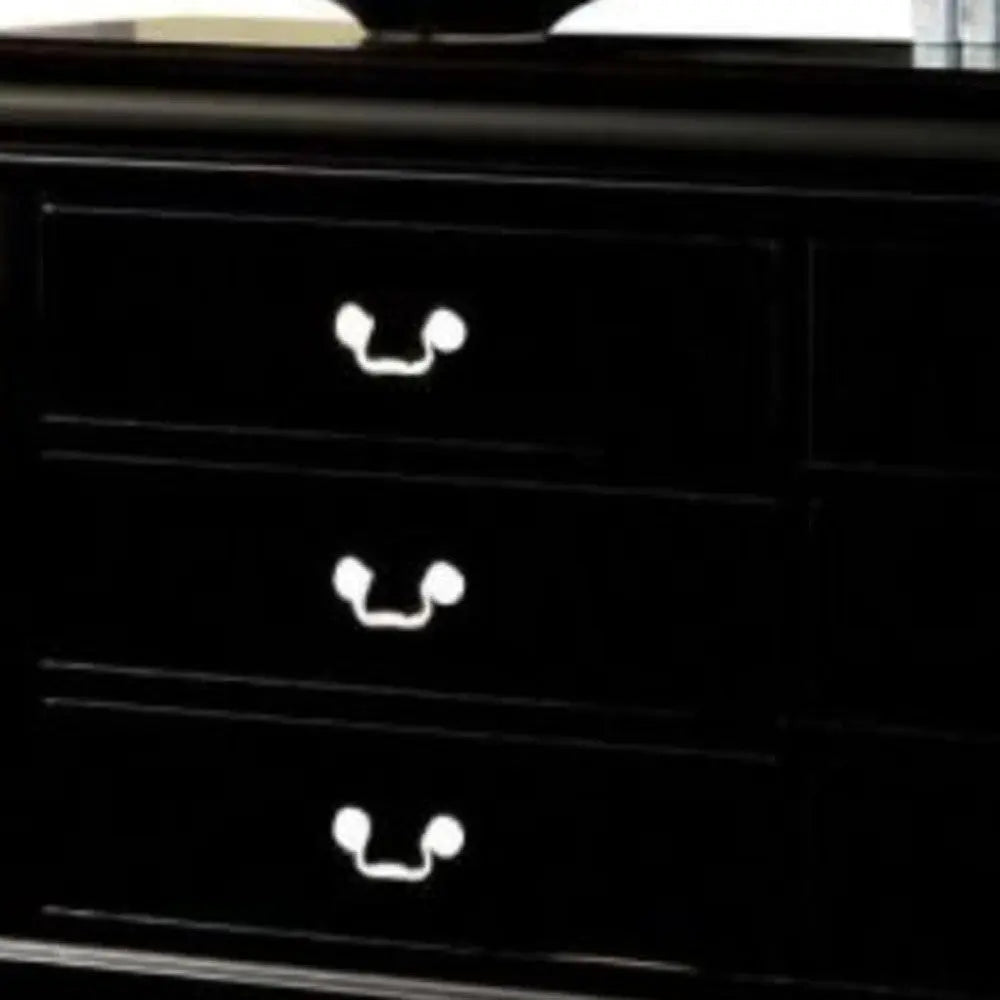 60" Black Solid and Manufactured Wood Six Drawer Double Dresser - GreatEagleInc