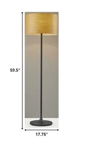 60" Brown And Black Floor Lamp With Brown Veneer Drum Shade Homeroots Lighting