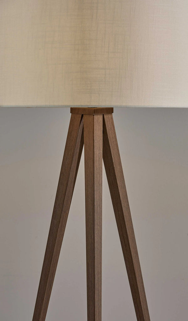 60" Brown And White Tripod Floor Lamp With White Linen Drum Shade Homeroots Lighting