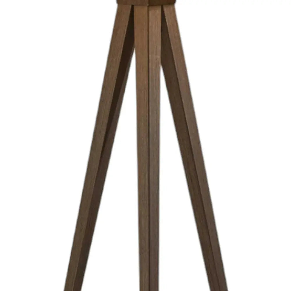 60" Brown And White Tripod Floor Lamp With White Linen Drum Shade Homeroots Lighting