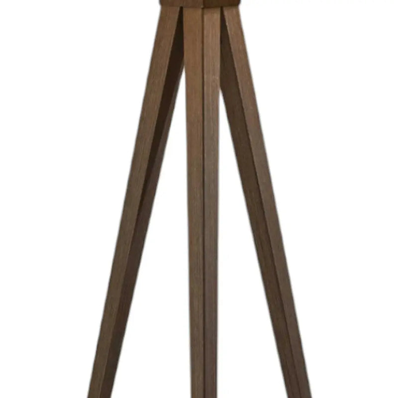 60" Brown And White Tripod Floor Lamp With White Linen Drum Shade Homeroots Lighting