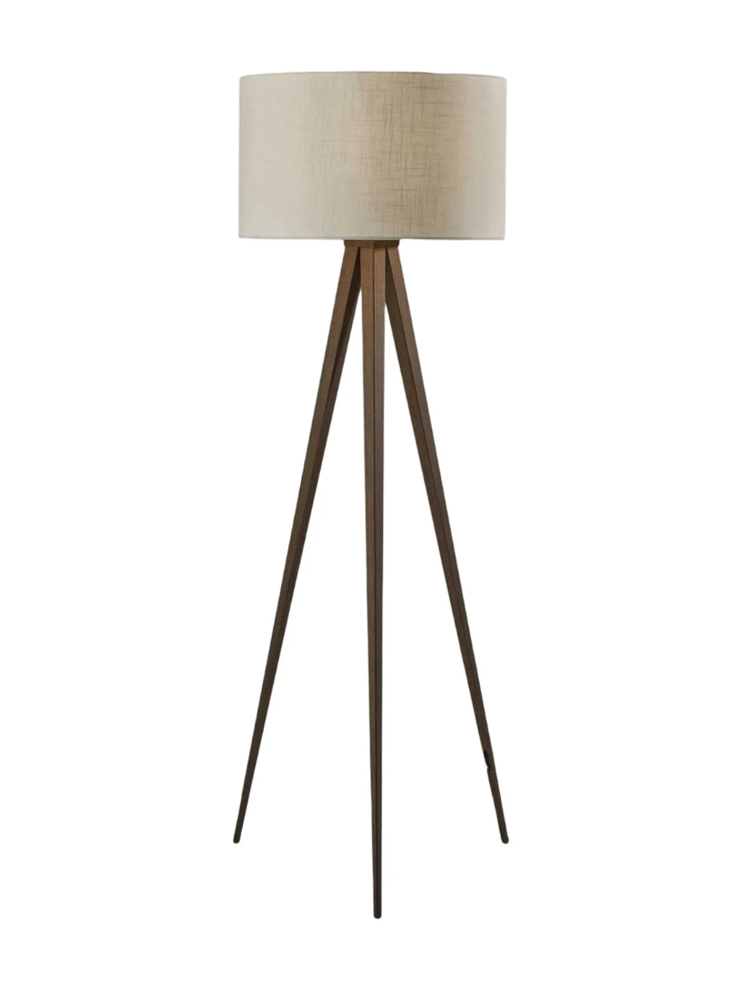 60" Brown And White Tripod Floor Lamp With White Linen Drum Shade Homeroots Lighting