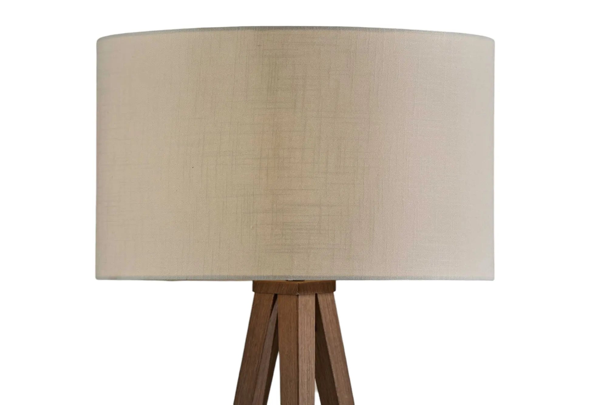 60" Brown And White Tripod Floor Lamp With White Linen Drum Shade Homeroots Lighting