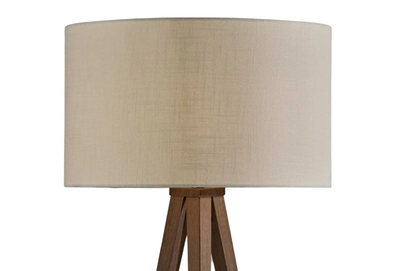 60" Brown And White Tripod Floor Lamp With White Linen Drum Shade Homeroots Lighting