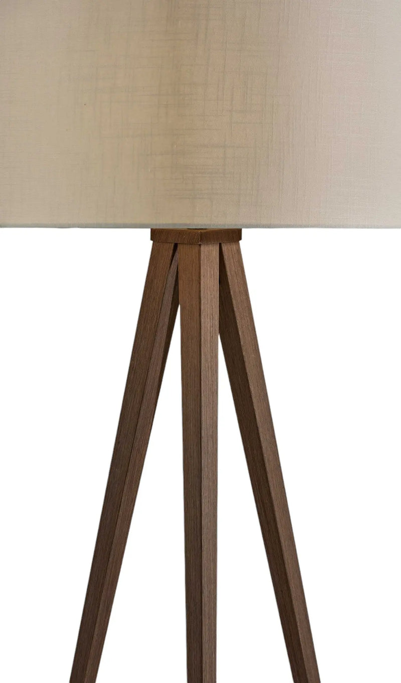 60" Brown And White Tripod Floor Lamp With White Linen Drum Shade Homeroots Lighting