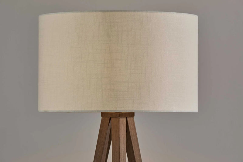 60" Brown And White Tripod Floor Lamp With White Linen Drum Shade Homeroots Lighting