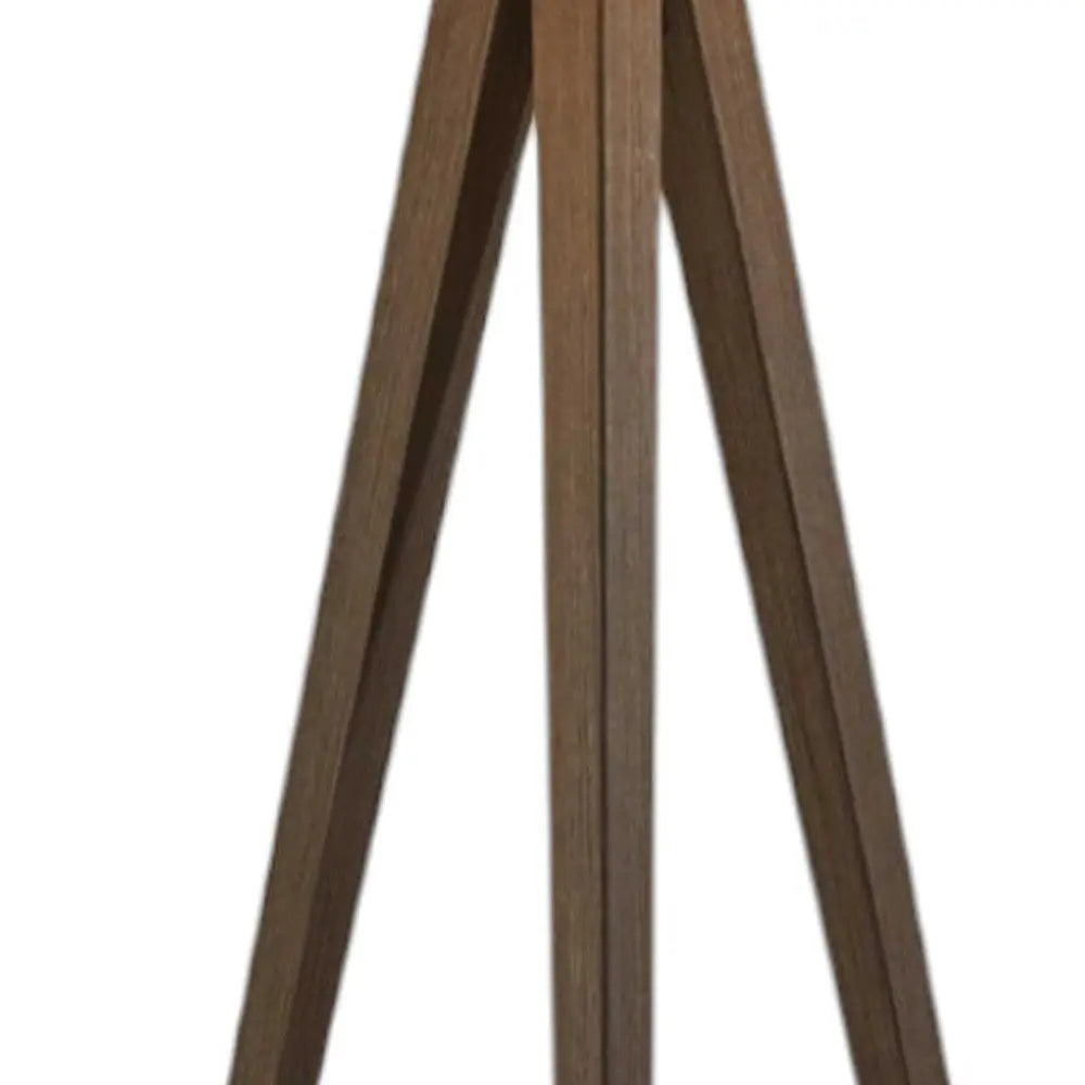 60" Brown And White Tripod Floor Lamp With White Linen Drum Shade Homeroots Lighting