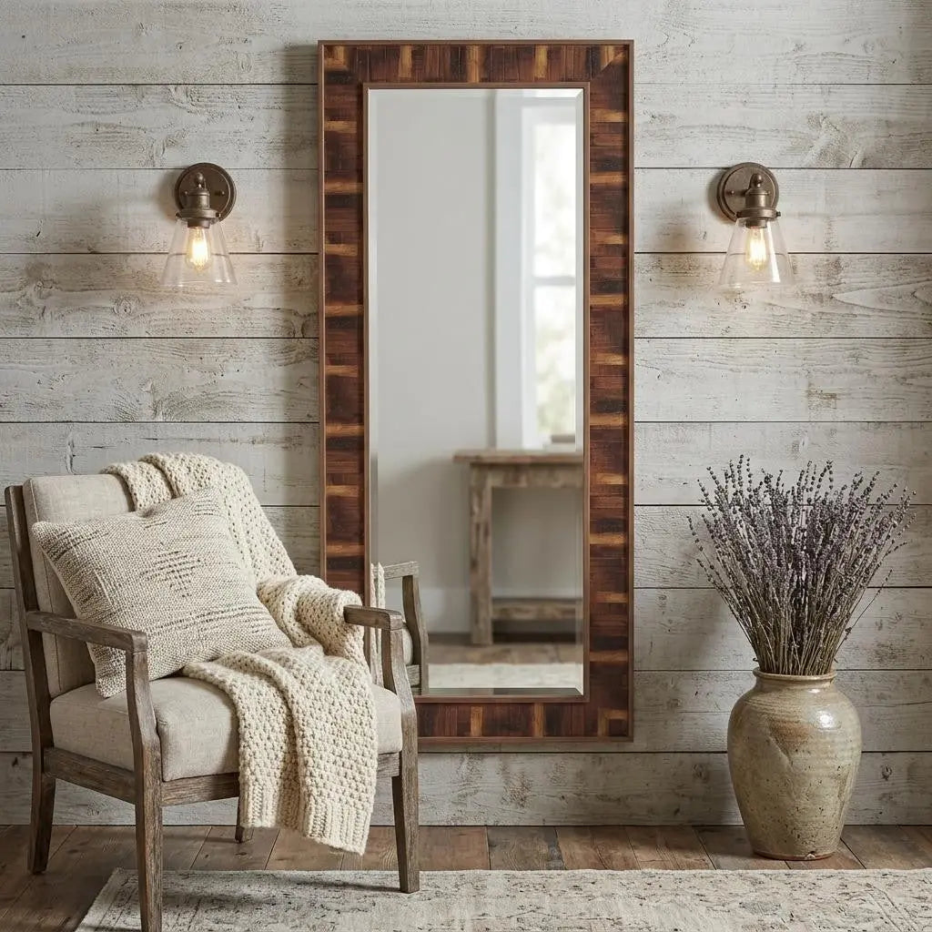 60" Brown Framed Full Length Hanging Mirror Homeroots Bed & Bath