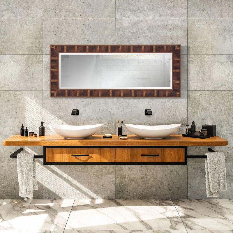 60" Brown Framed Full Length Hanging Mirror Homeroots Bed & Bath