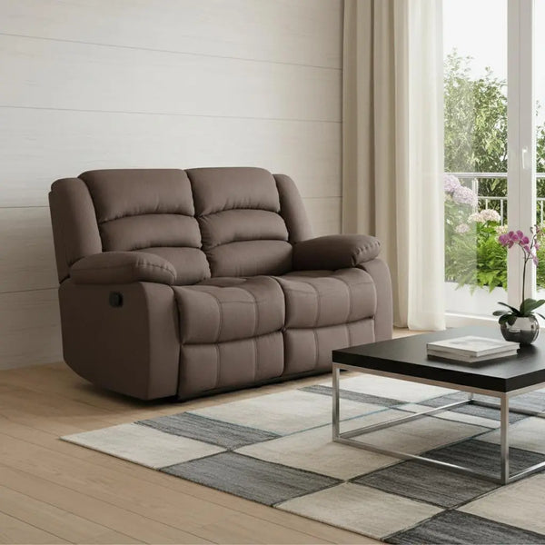 60" Brown Microfiber Manual Reclining Loveseat Homeroots Living Room