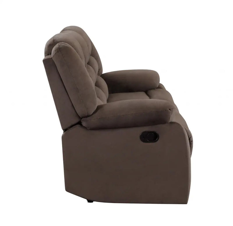 60" Brown Microfiber Manual Reclining Loveseat Homeroots Living Room