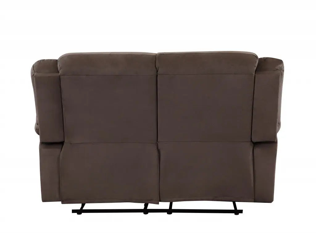 60" Brown Microfiber Manual Reclining Loveseat Homeroots Living Room
