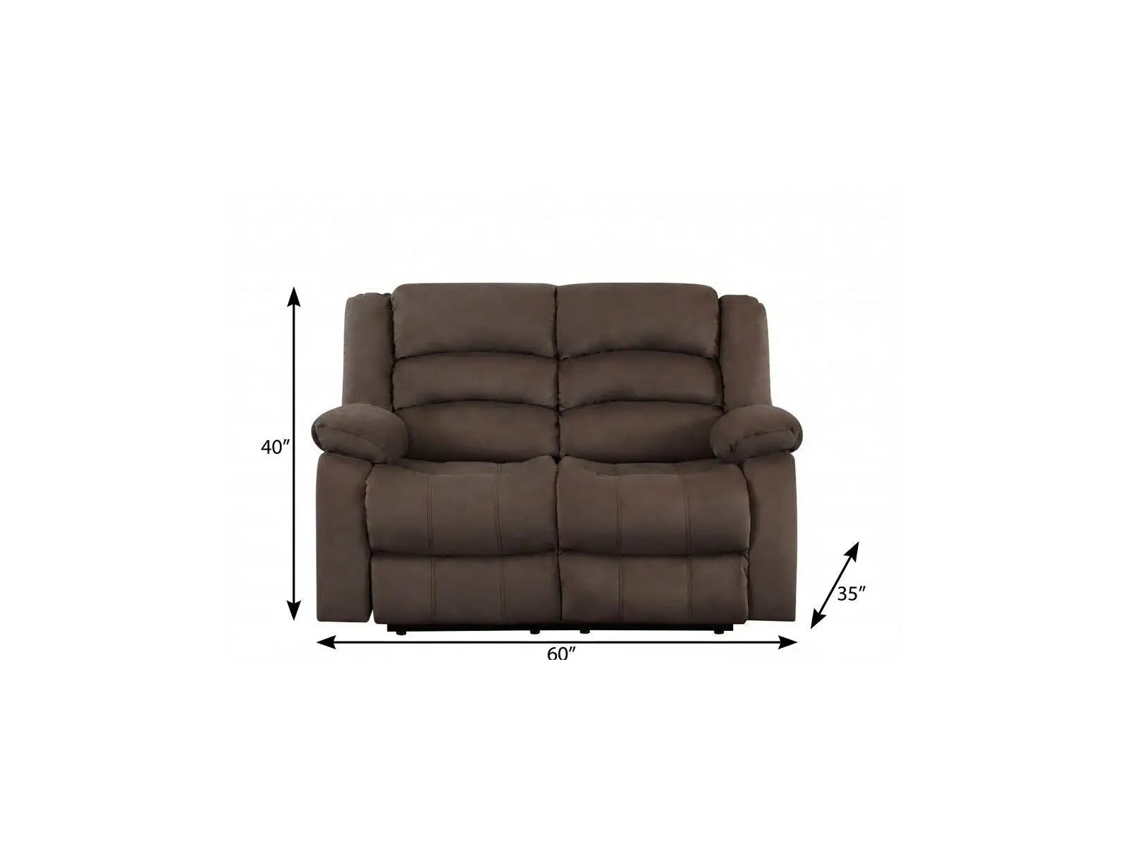 60" Brown Microfiber Manual Reclining Loveseat Homeroots Living Room
