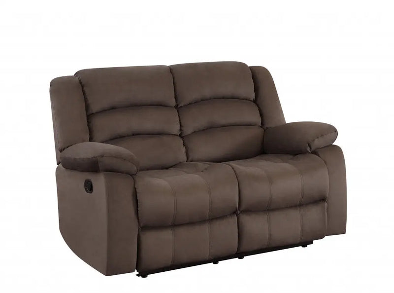 60" Brown Microfiber Manual Reclining Loveseat Homeroots Living Room