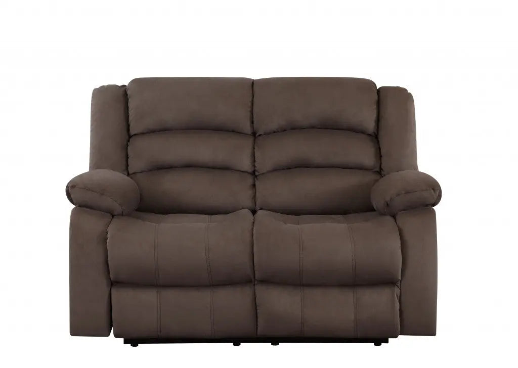 60" Brown Microfiber Manual Reclining Loveseat Homeroots Living Room