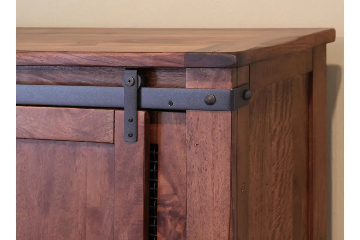 60" Brown Solid Wood Cabinet Enclosed Storage Distressed TV Stand Homeroots Living Room