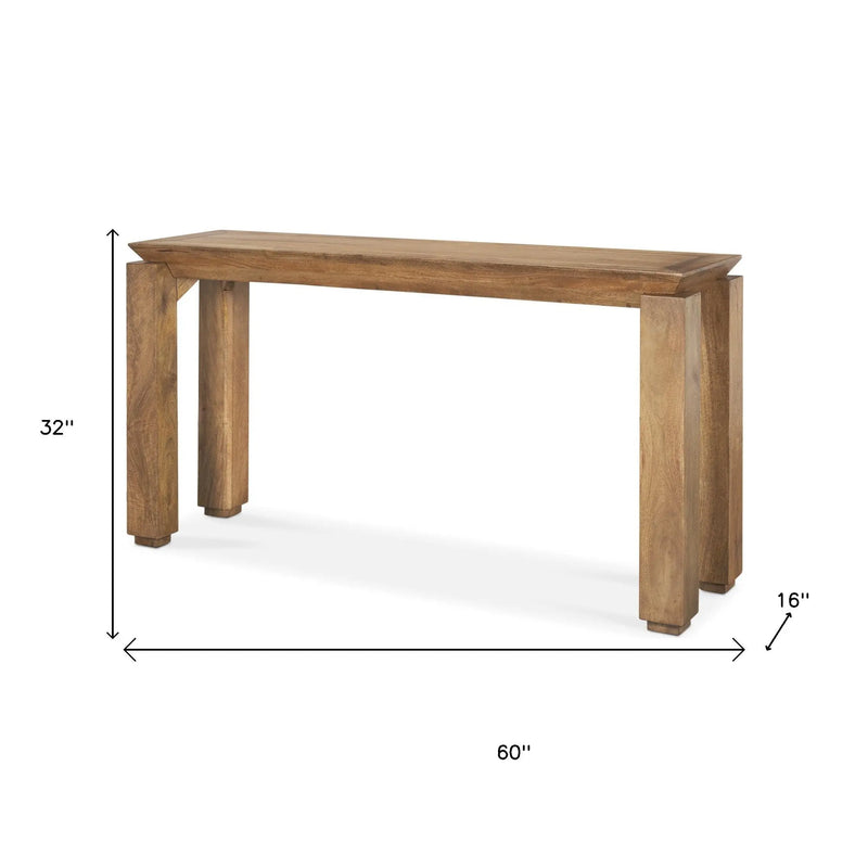 60" Brown Solid Wood Console Table Homeroots Living Room
