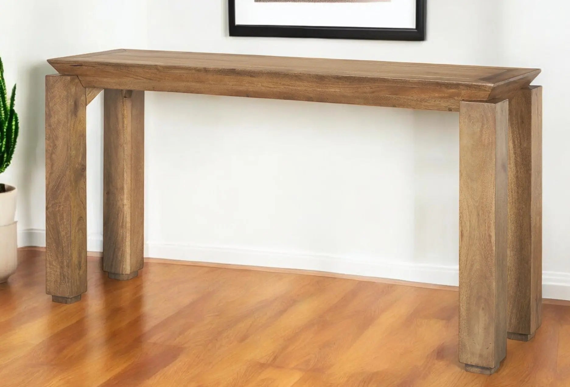 60" Brown Solid Wood Console Table Homeroots Living Room