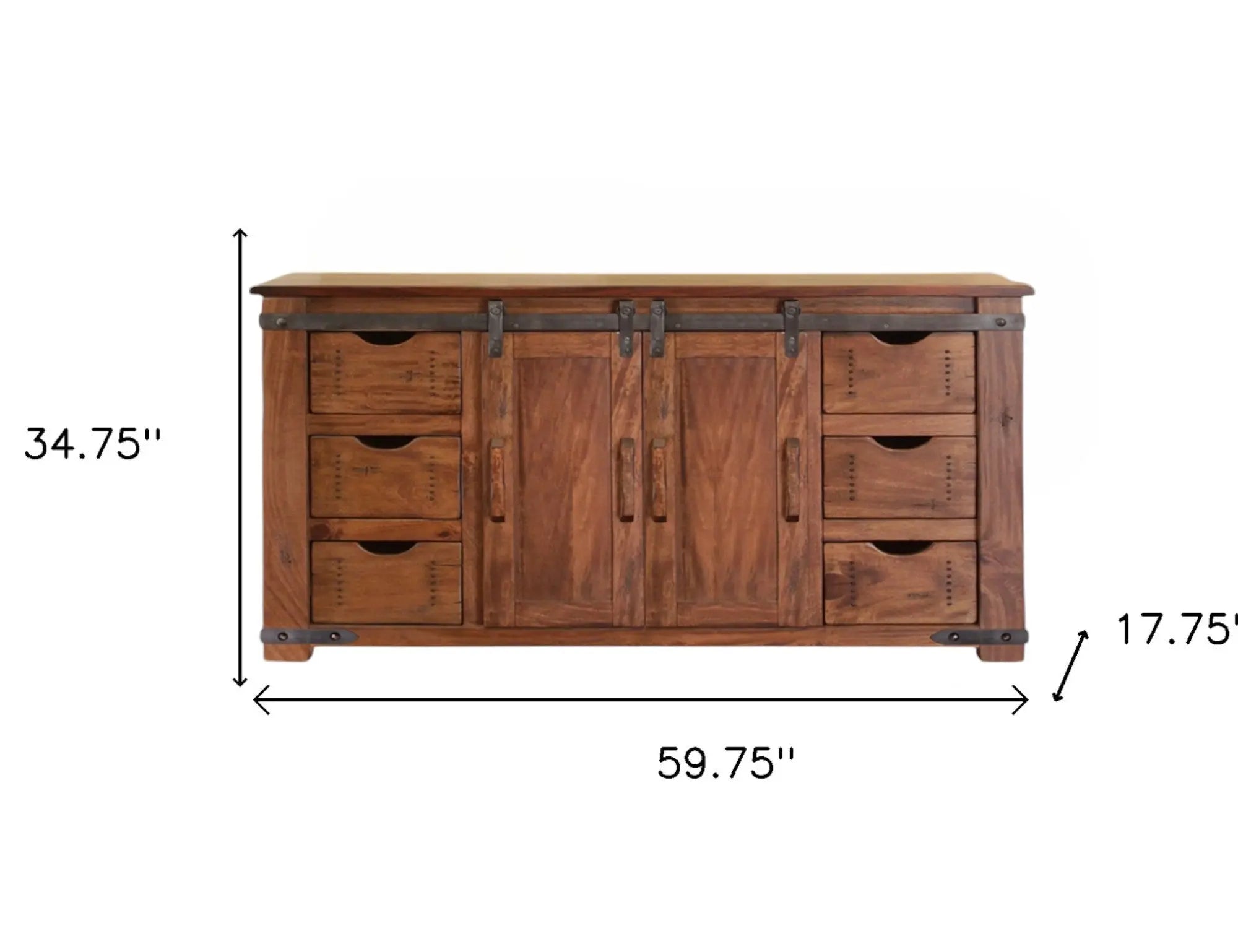 60" Brown Solid Wood Enclosed Storage Distressed TV Stand Homeroots Living Room