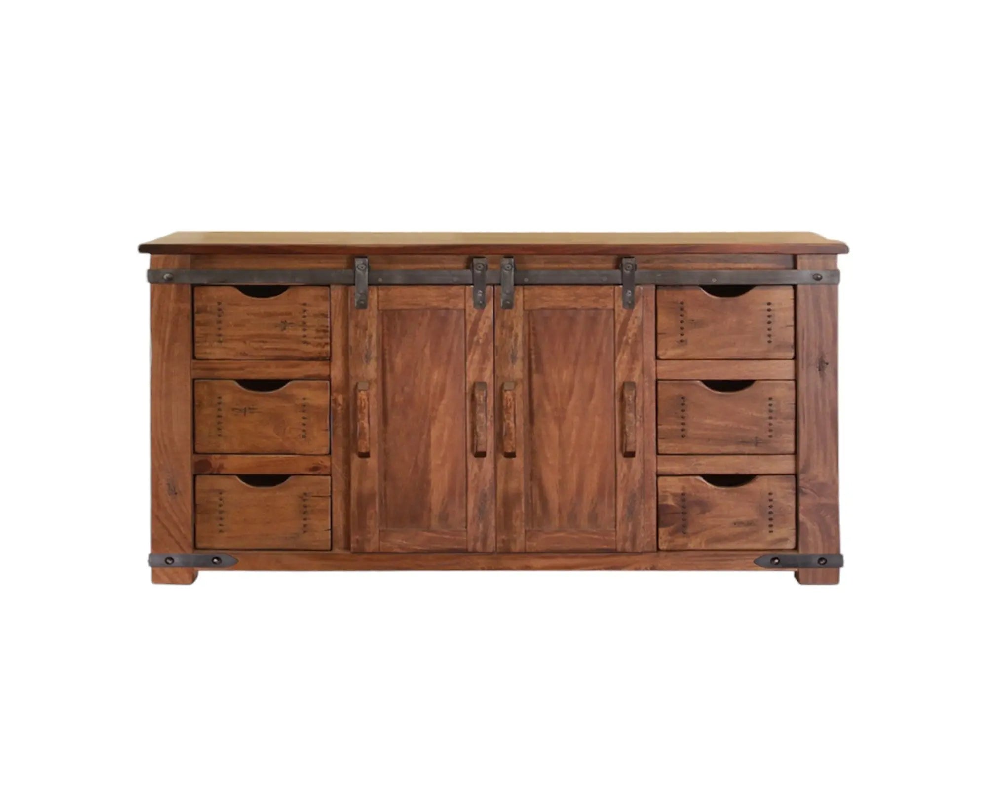 60" Brown Solid Wood Enclosed Storage Distressed TV Stand Homeroots Living Room