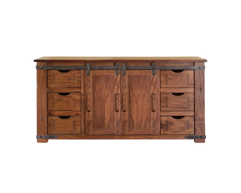 60" Brown Solid Wood Enclosed Storage Distressed TV Stand Homeroots Living Room
