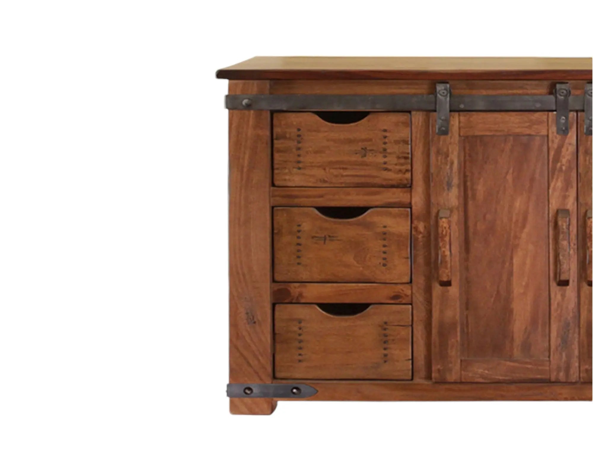 60" Brown Solid Wood Enclosed Storage Distressed TV Stand Homeroots Living Room
