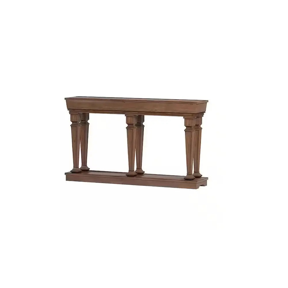 60" Brown Solid Wood Floor Shelf Console Table Homeroots Living Room