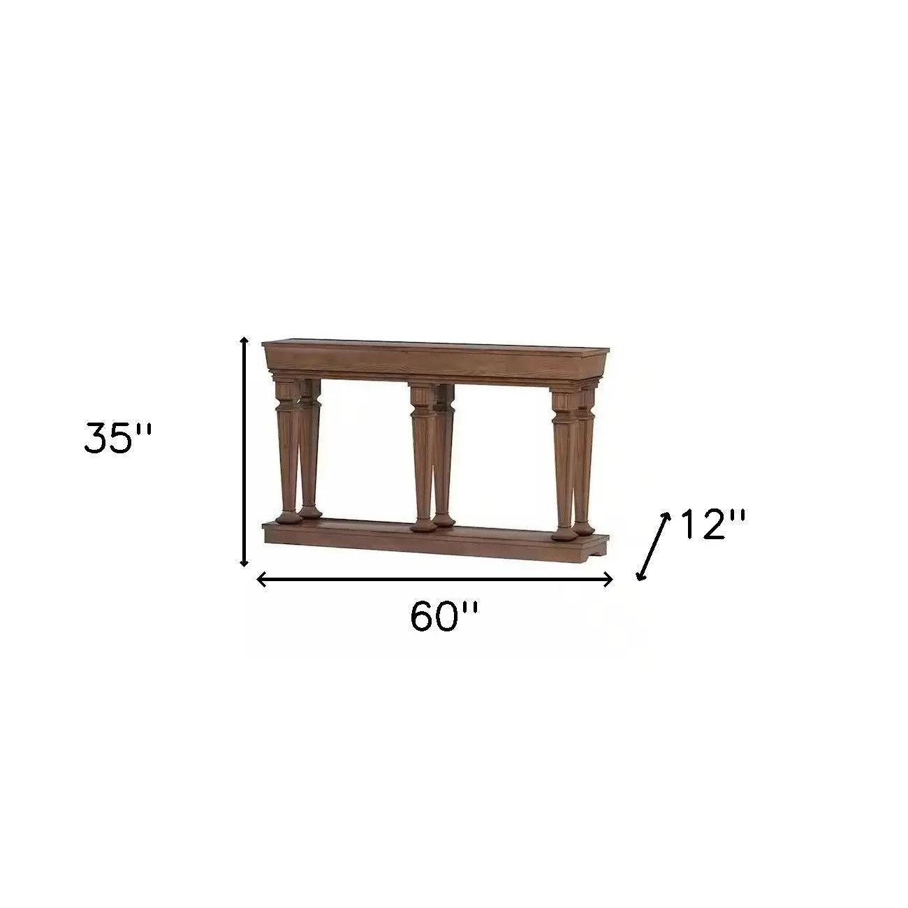 60" Brown Solid Wood Floor Shelf Console Table Homeroots Living Room
