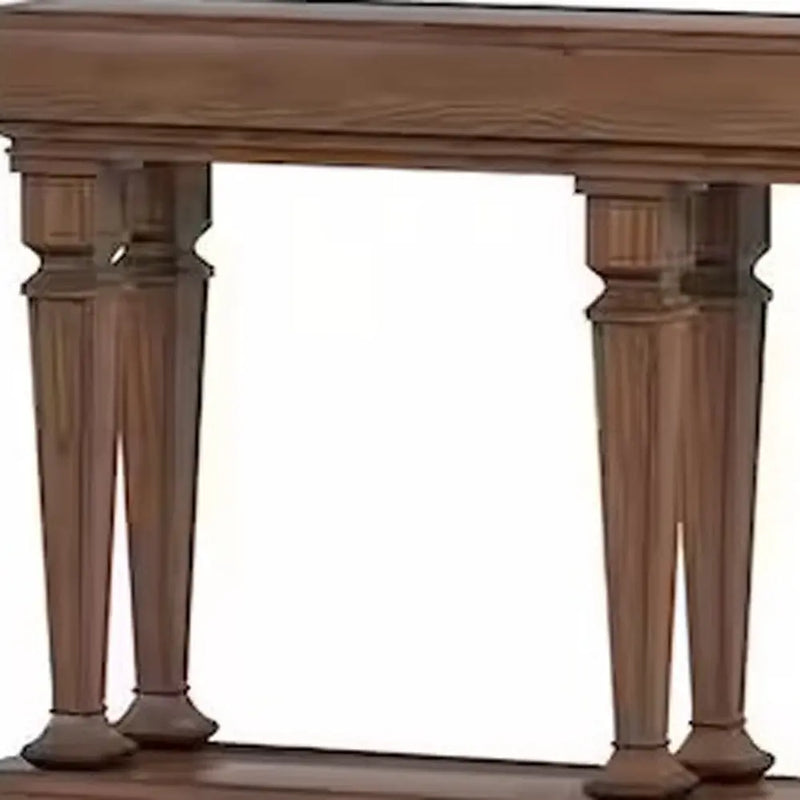 60" Brown Solid Wood Floor Shelf Console Table Homeroots Living Room