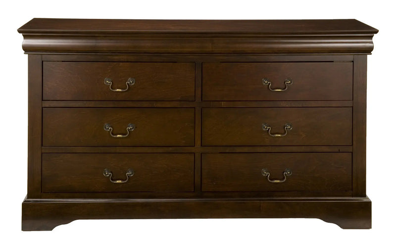 60" Brown Solid Wood Six Drawer Double Dresser - GreatEagleInc